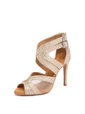Champagne PU Textured Heels Ballroom Dance Shoes