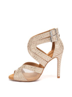 Champagne PU Textured Heels Ballroom Dance Shoes