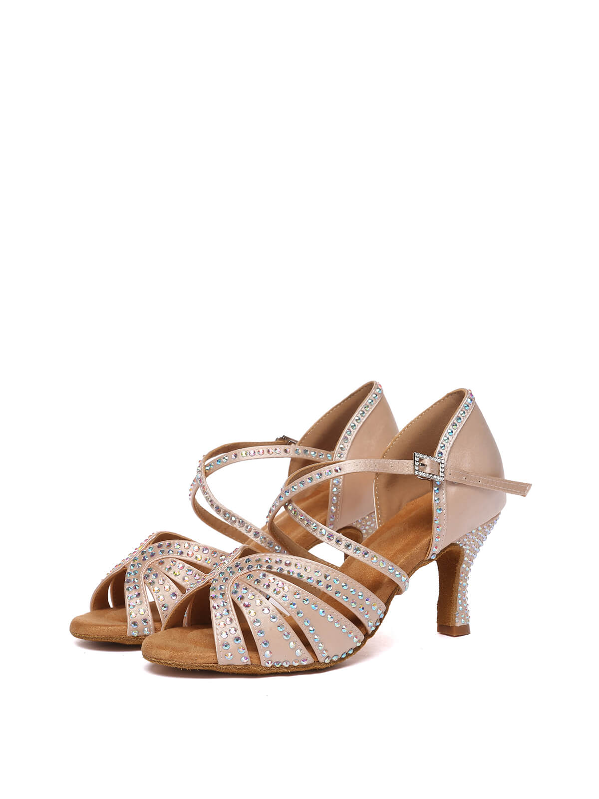 Apricot Rhinestone Latin Dance Shoes