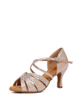 Apricot Rhinestone Latin Dance Shoes
