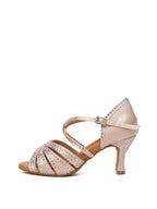 Apricot Rhinestone Latin Dance Shoes
