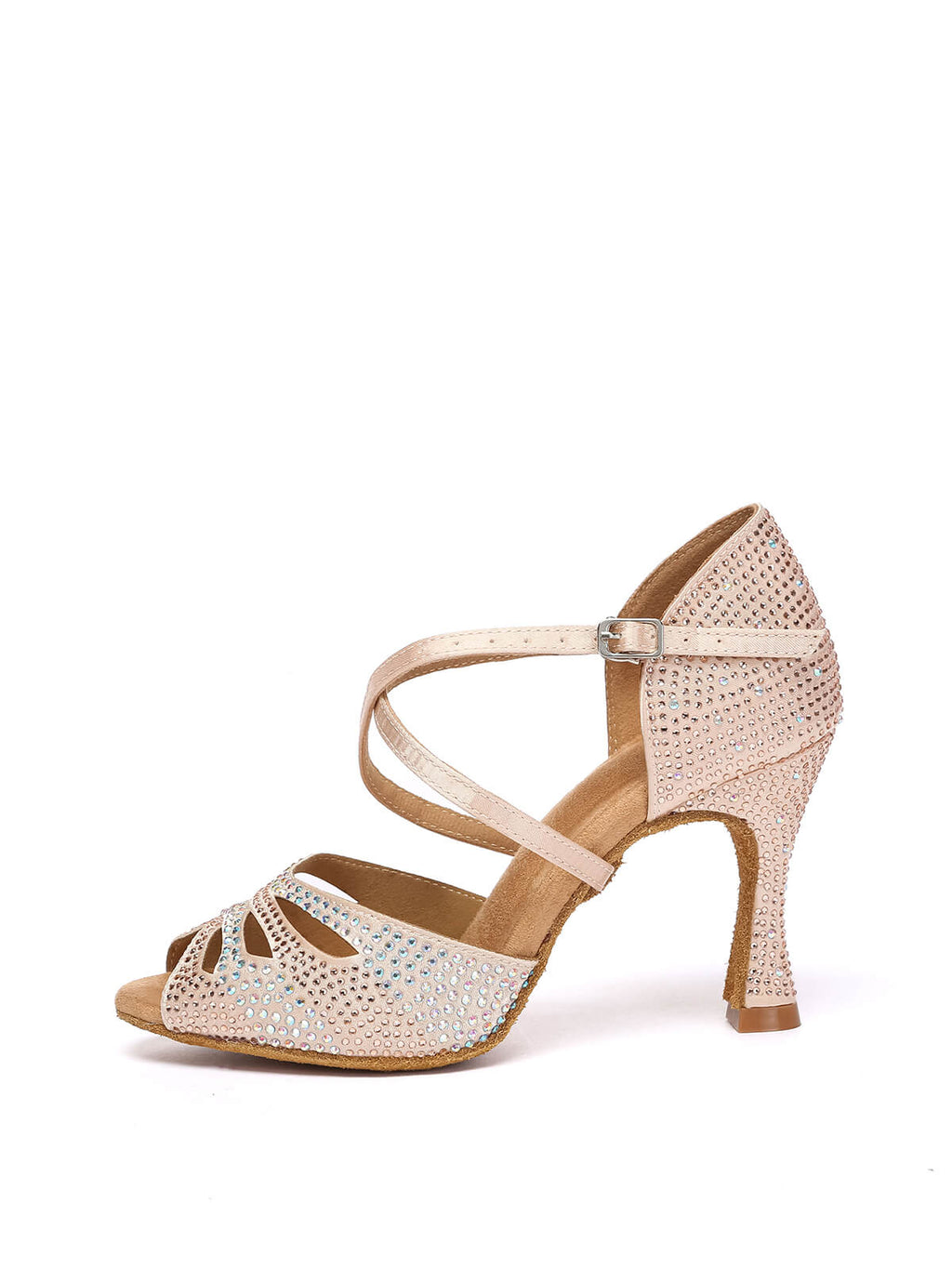 Apricot Rhinestone Latin High Heel Shoes