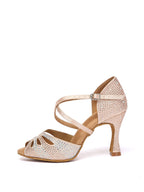 Apricot Rhinestone Latin High Heel Shoes
