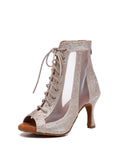 Apricot Shiny  Rhinestone Heels Dance Shoes