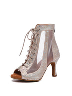Apricot Shiny  Rhinestone Heels Dance Shoes