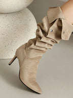Apricot Side Buckles Over-the-knee Boots