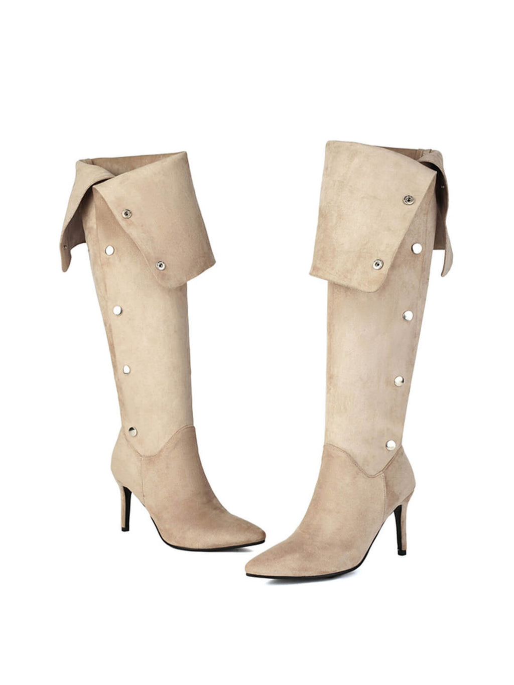 Apricot Side Buckles Over-the-knee Boots