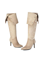 Apricot Side Buckles Over-the-knee Boots