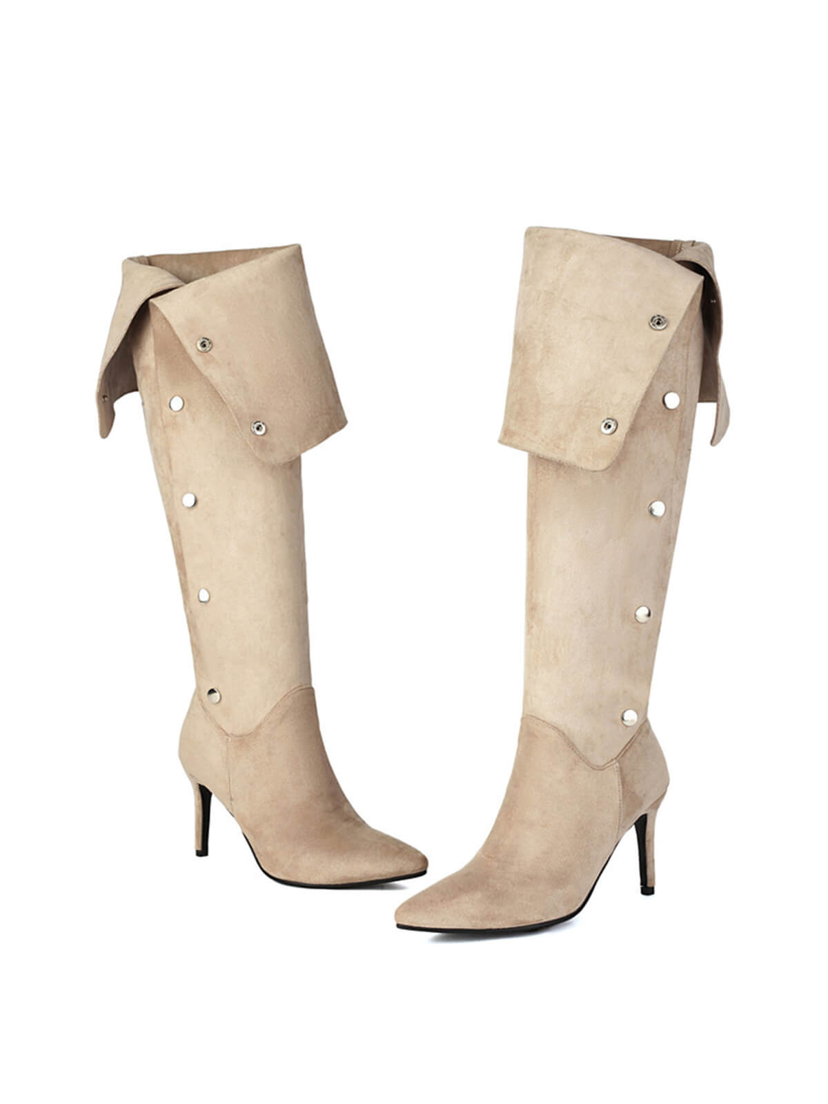 Apricot Side Buckles Over-the-knee Boots