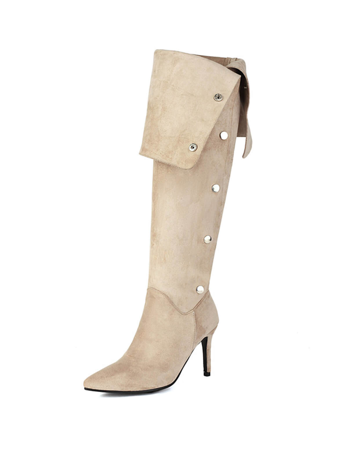 Apricot Side Buckles Over-the-knee Boots