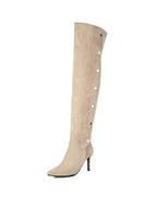 Apricot Side Buckles Over-the-knee Boots
