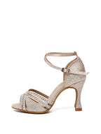 Apricot Strappy Rhinestone Latin Ballroom Shoes