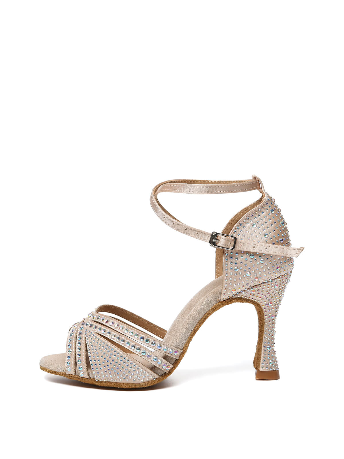 Apricot Strappy Rhinestone Latin Ballroom Shoes