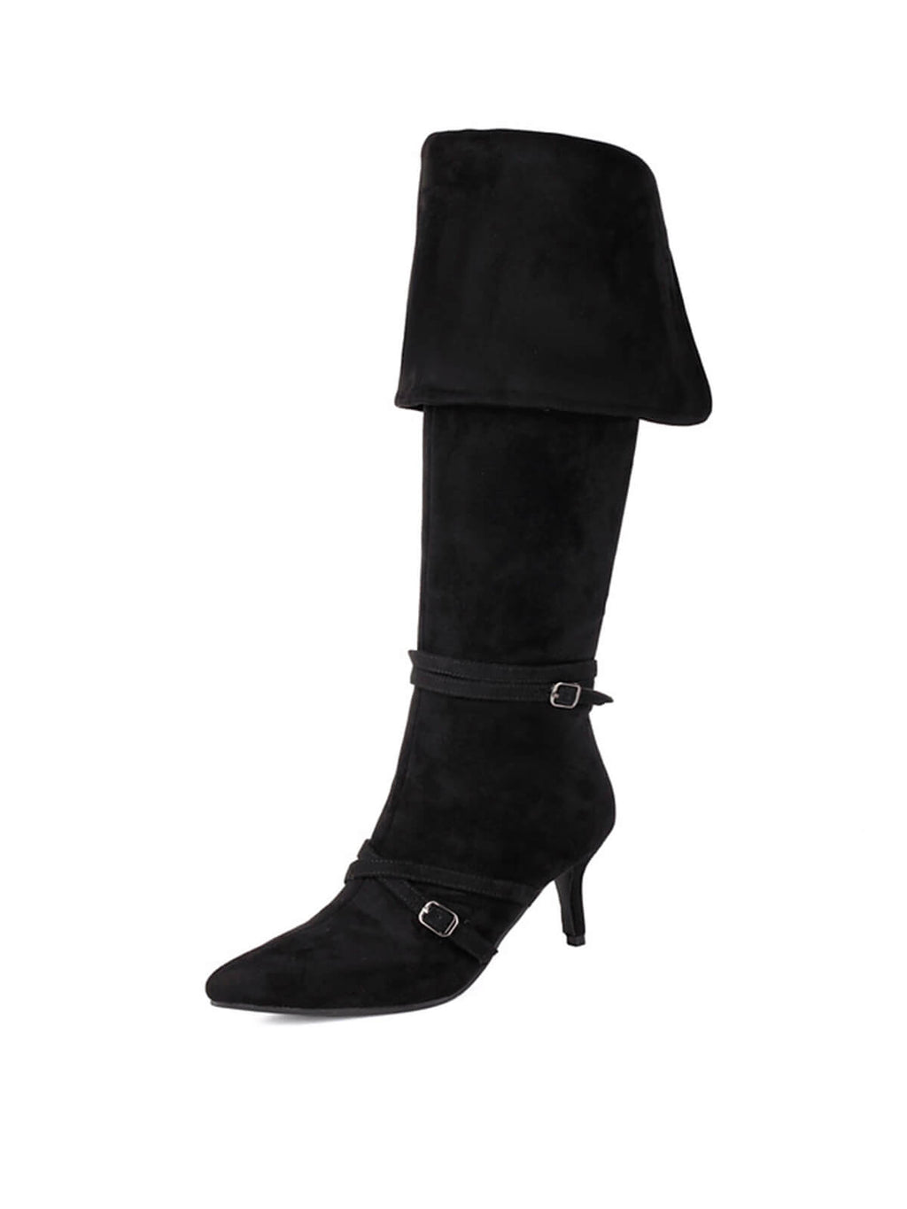 Black Colored Suede Knee-High Boots