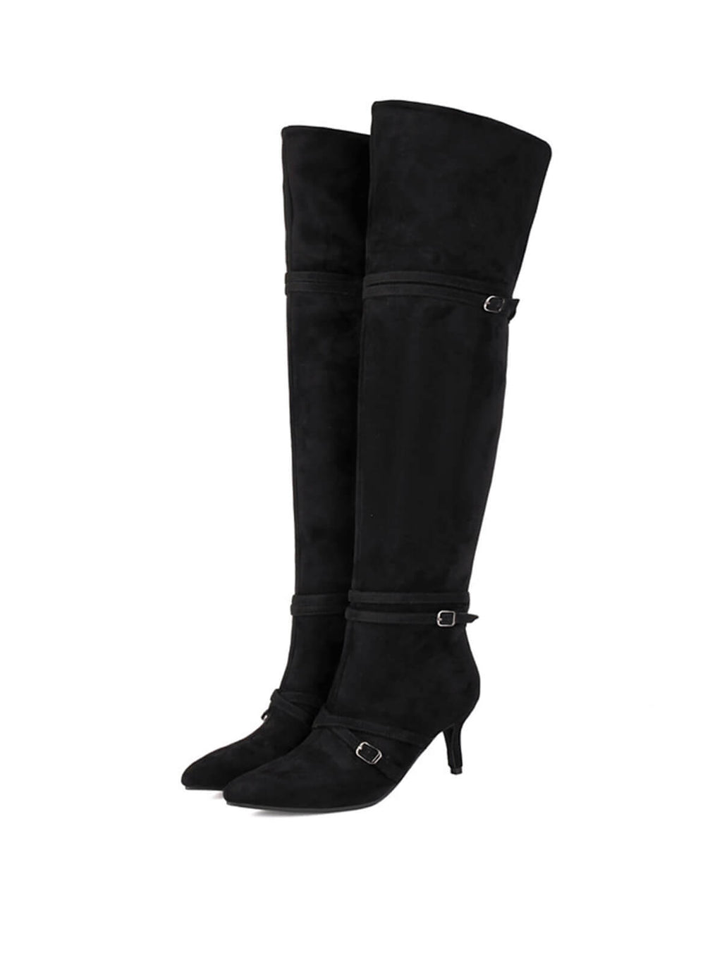 Black Colored Suede Knee-High Boots