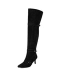 Black Colored Suede Knee-High Boots