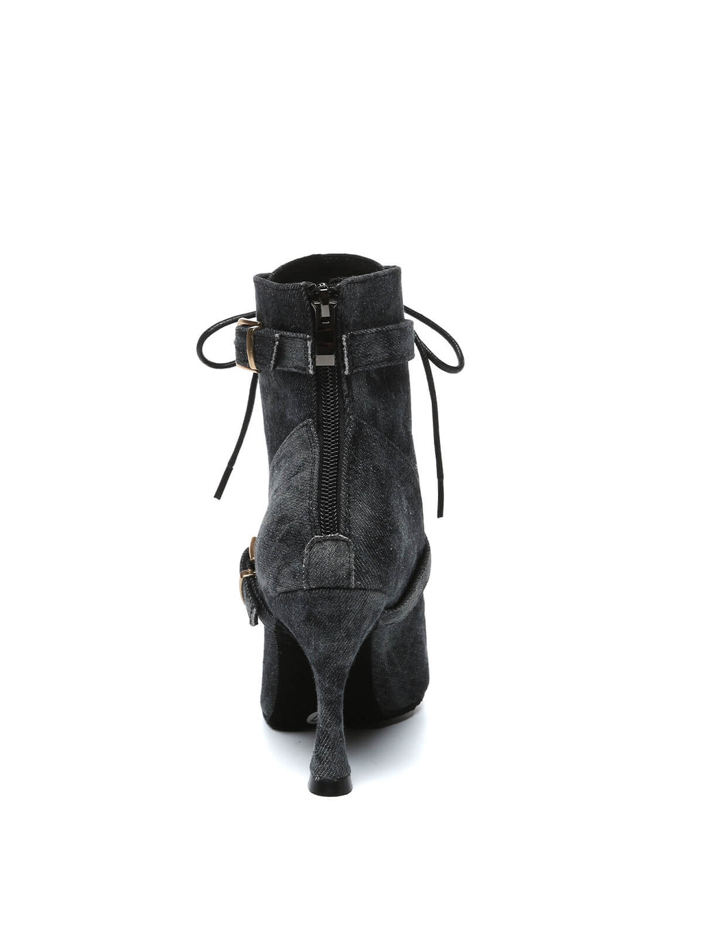 Black Denim Lace-Up Dance Boots