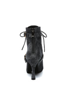 Black Denim Lace-Up Dance Boots