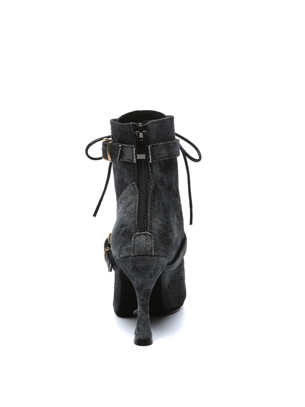 Black Denim Lace-Up Dance Boots