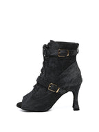 Black Denim Lace-Up Dance Boots