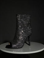 Bottes de danse nude à lacets et strass