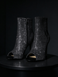 Bottes de danse nude à lacets et strass