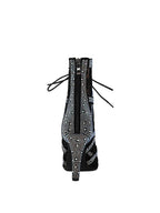 Black Heels Peep Toe Lace-up Boots