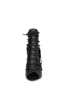 Black Jazz Dance Heels Ankle Strap Boots