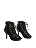 Black Lace Patent Leather Dance Boots