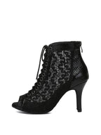 Black Lace Patent Leather Dance Boots