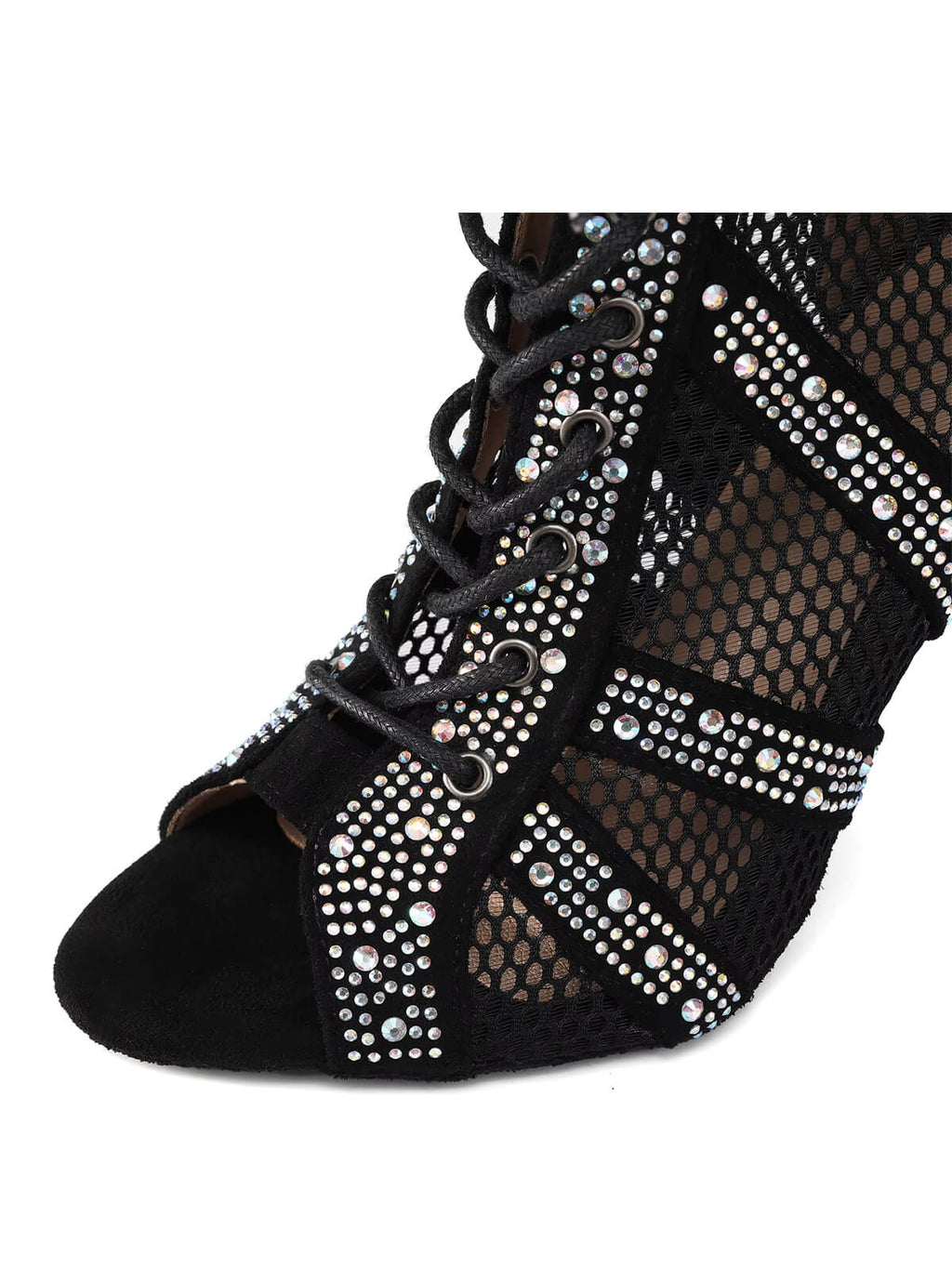 Black Lace Up Heels Dance Boots