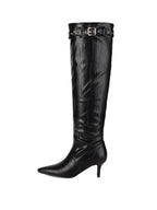 Black Matte Pointed-Toe Knee-High Boots