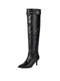 Black Matte Pointed-Toe Knee-High Boots