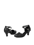 Black PU Leather Modern Waltz Heels