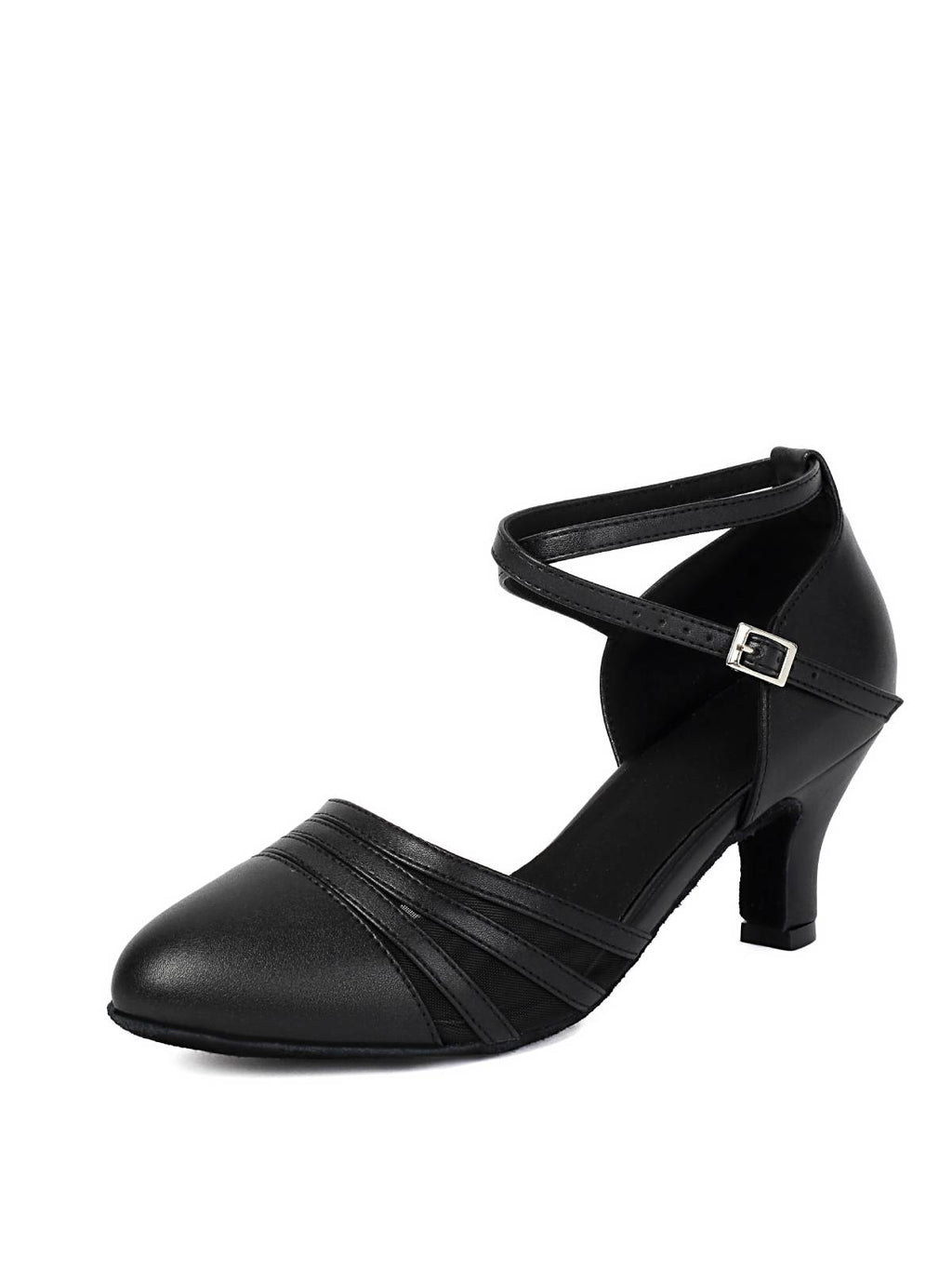 Black PU Leather Modern Waltz Heels