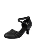 Black PU Leather Modern Waltz Heels