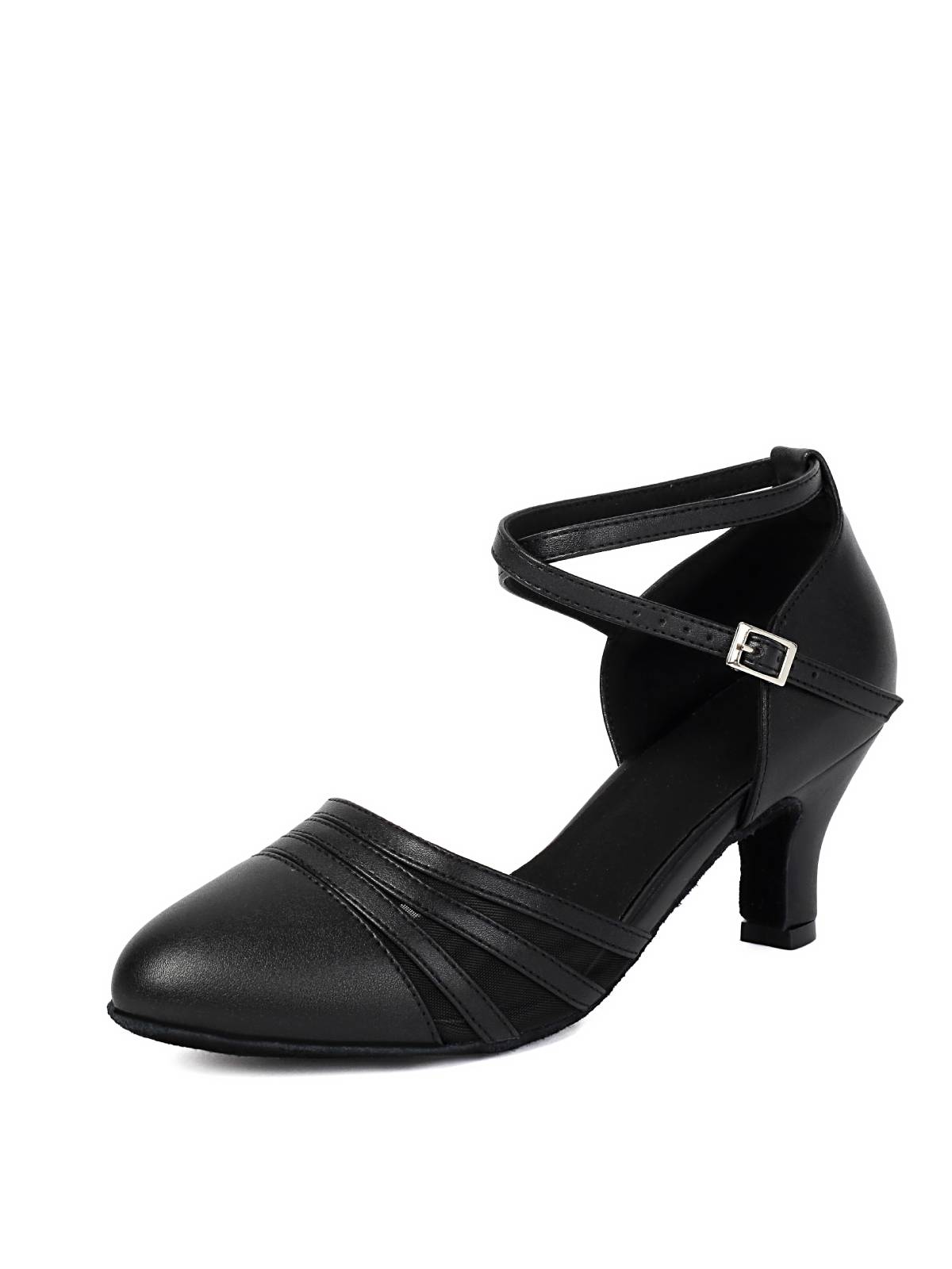 Black PU Leather Modern Waltz Heels