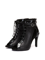 Black Patent Leather Lace-up Dance Shoes