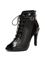 Black Patent Leather Lace-up Dance Shoes