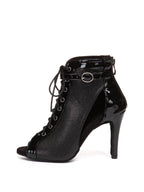 Black Patent Leather Lace-up Dance Shoes