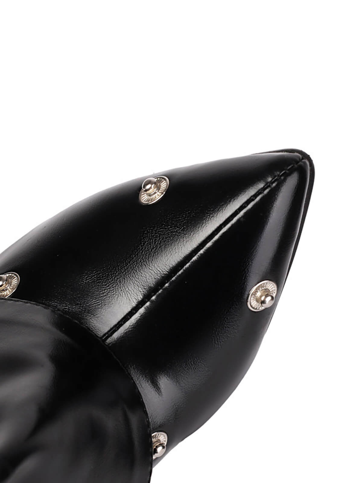 Black Pleated Knee-High Boots