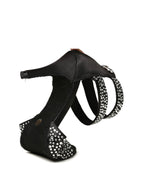 Black Rhinestone Ankle Strap Stiletto Heels