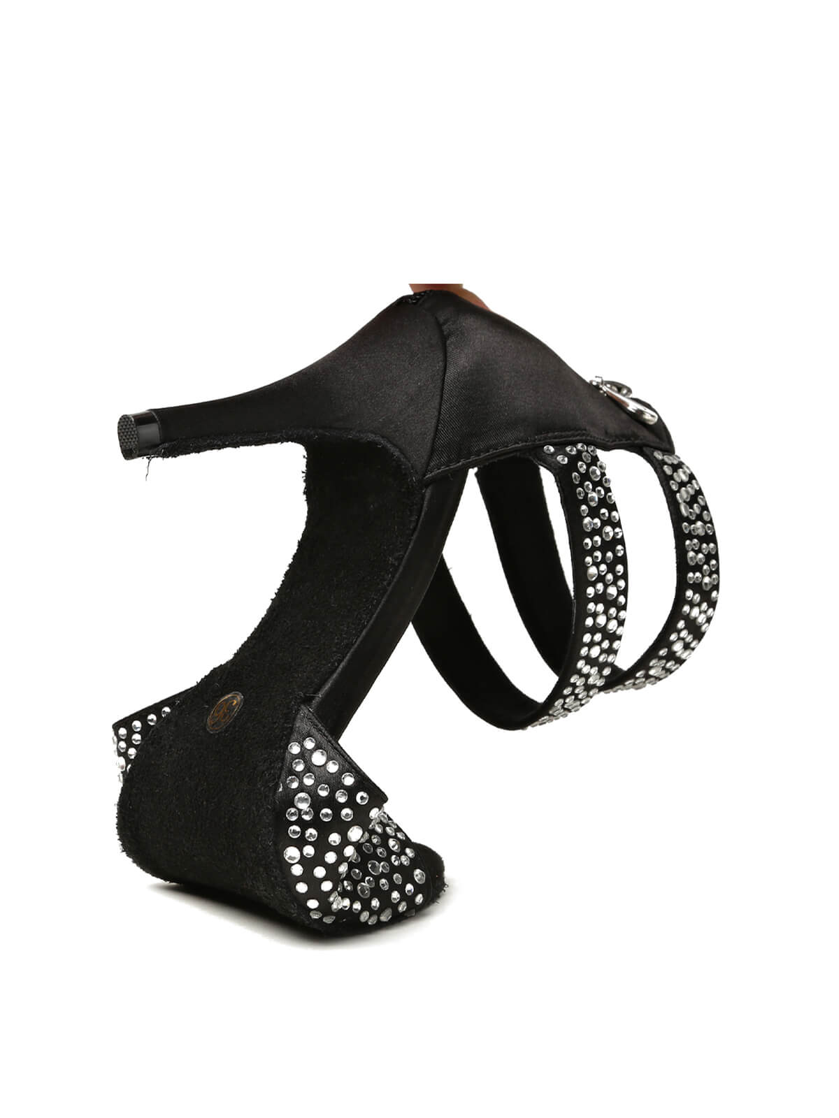 Black Rhinestone Ankle Strap Stiletto Heels
