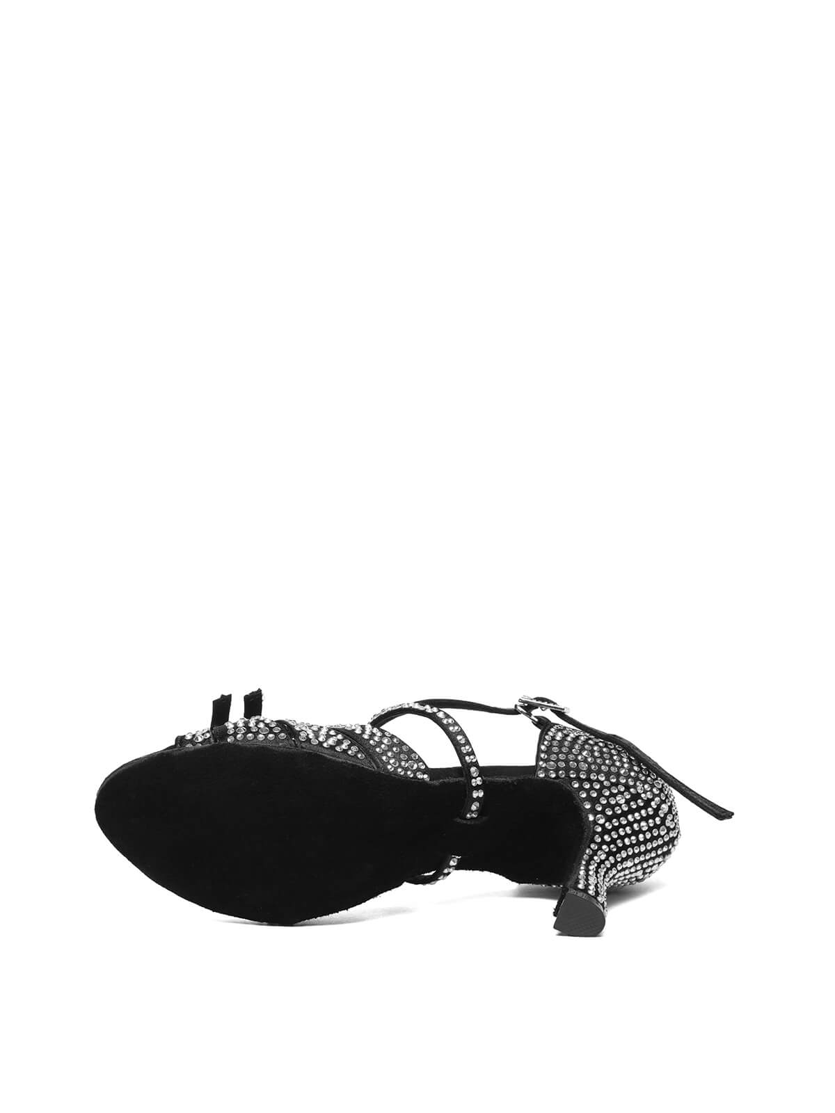 Black Rhinestone Criss-cross Strappy Latin Shoes