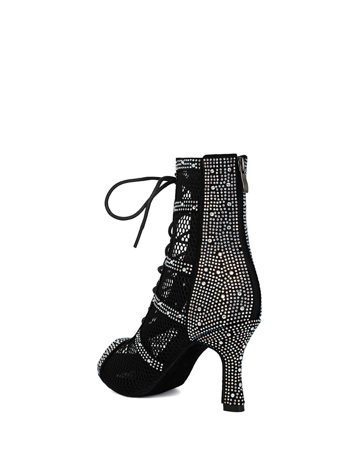 Black Rhinestone Lace Up Dance Boots