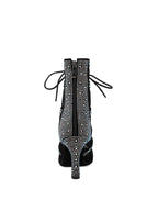 Black Rhinestone Lace Up Dance Boots