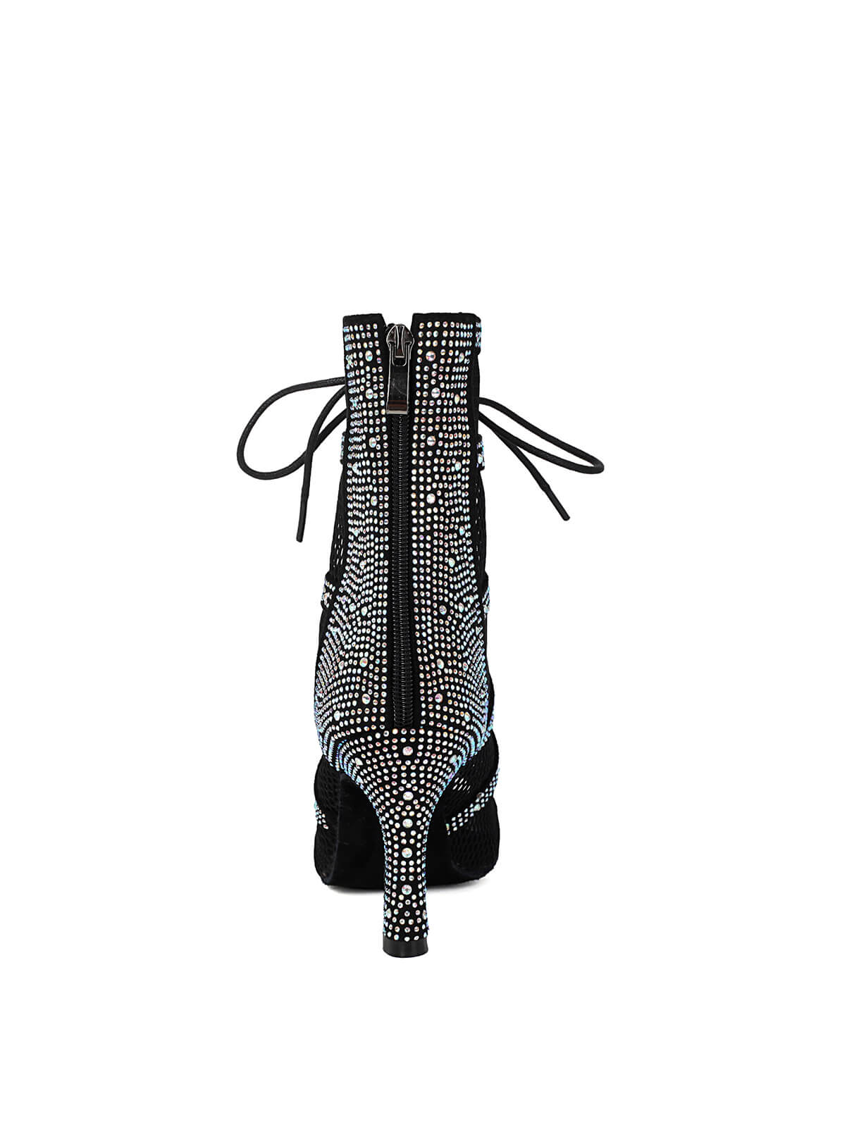 Black Rhinestone Lace Up Dance Boots