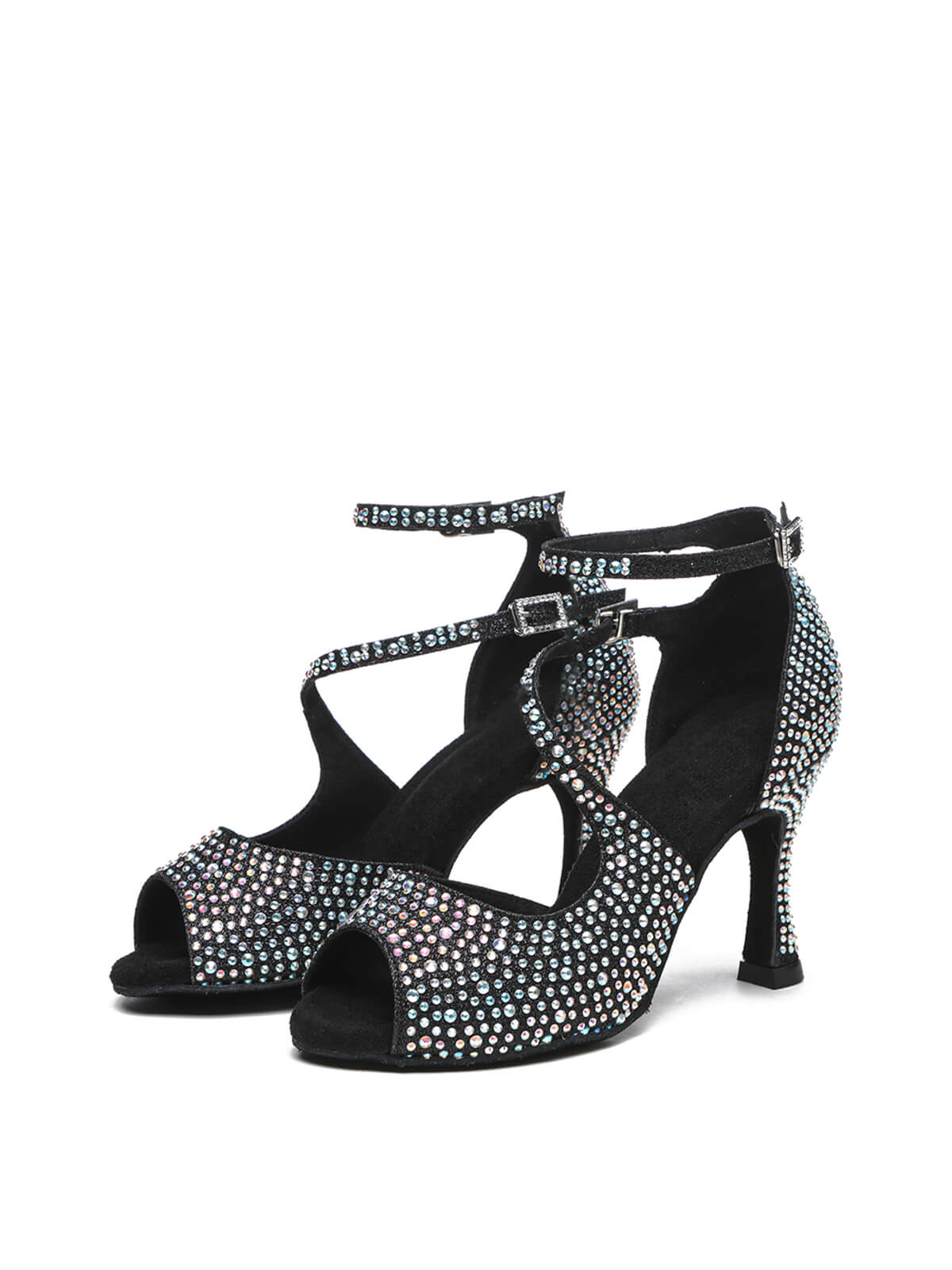 Black Rhinestone Latin Ballroom Dance Shoes