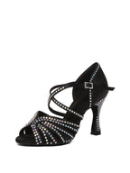 Black Rhinestone Latin Dance Shoes