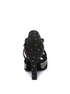 Black Rhinestone Latin High Heel Shoes